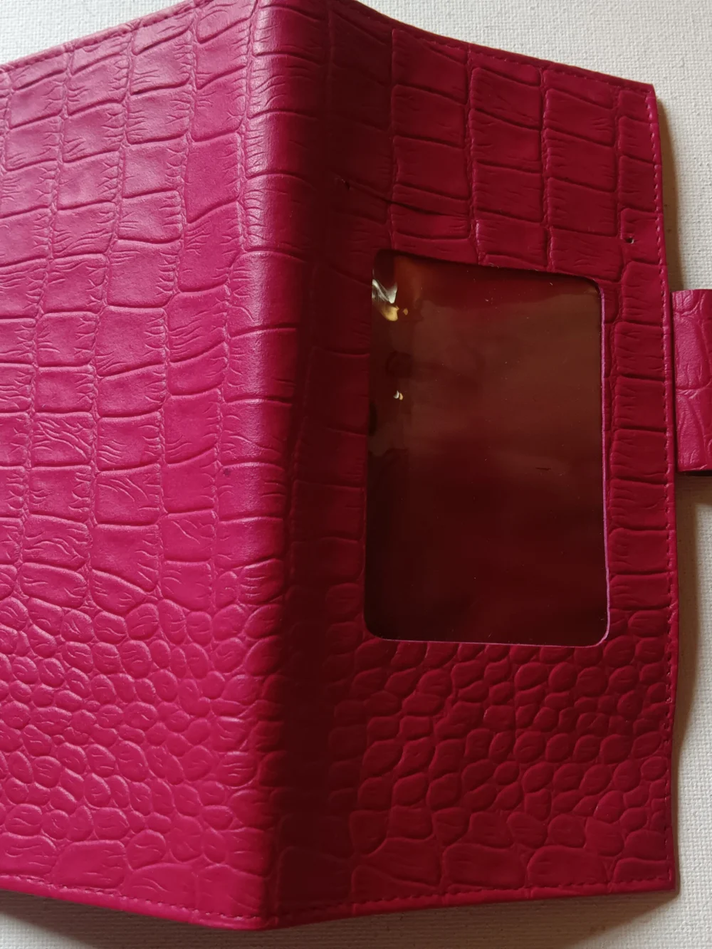 Buxton Red Croc-Embossed Leather Checkbook Wallet